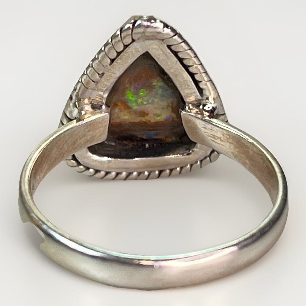 Natural Australian Boulder Opal Sterling Silver Ring Sz 6 Southwestern Handmade - Picture 5 of 16